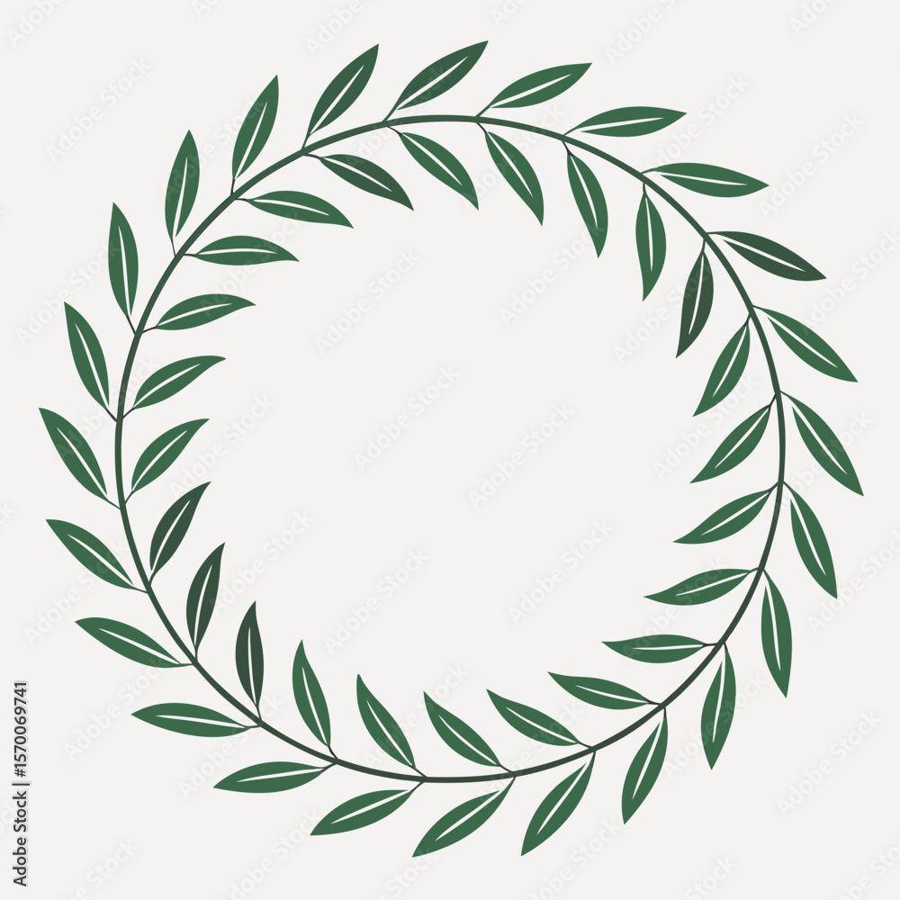 Fototapeta premium Decorative leaf wreath in simple design