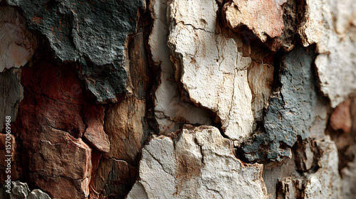 Detailed macro view of cracked tree bark with earthy tones and natural textures