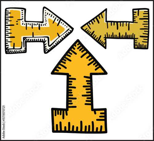  Arrows Direction Icons Yellow Vector Set.