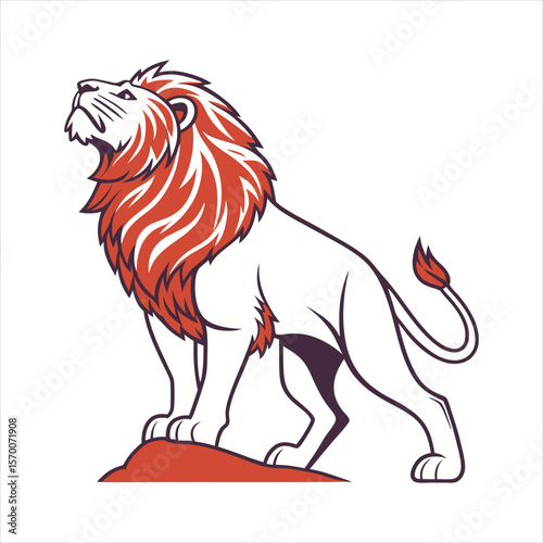 Vector illustration of full body of wild lion, zoology illustration, royal predator safari animal.