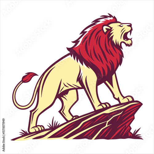 Vector illustration of full body of wild lion, zoology illustration, royal predator safari animal.