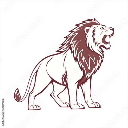 Vector illustration of full body of wild lion, zoology illustration, royal predator safari animal.