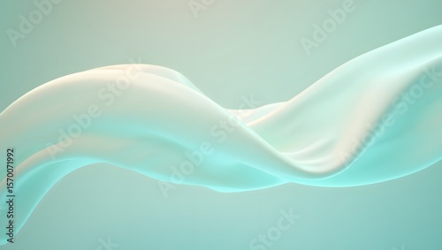 Soft flowing fabric texture background in light teal and white color palette design