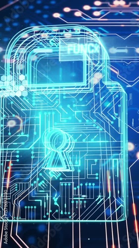 Animation of data processing over black background