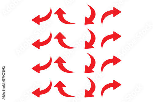 Dual sided arrow vector, icon, silhouette design. Semicircular curved thin, long double ended arrow vector design for website, app and logo design. Vector illustration of duel side