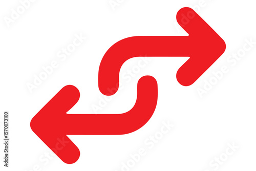Dual sided arrow vector, icon, silhouette design. Semicircular curved thin, long double ended arrow vector design for website, app and logo design. Vector illustration of duel side