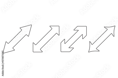 Dual sided arrow vector, icon, silhouette design. Semicircular curved thin, long double ended arrow vector design for website, app and logo design. Vector illustration of duel side