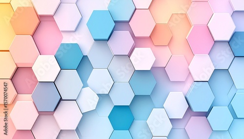 
Geometric seamless pattern featuring interlocking hexagons with soft gradients and subtle texture for modern digital surfaces