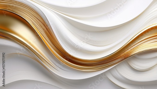 elegant white waves with golden accents creating a smooth aesthetic