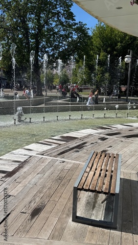 View of the street with a fountain in Brst.