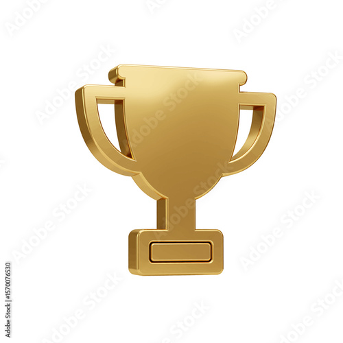 Metallic Gold Trophy 3D Icon Shiny Reflective Surface Minimalist Style