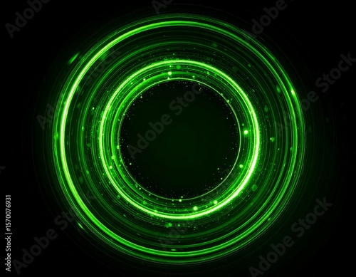 Circular green light trails