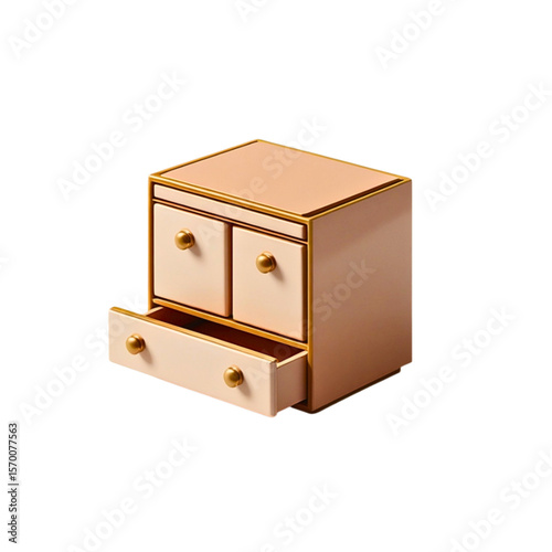 utensil drawer divider,   Stylish two-drawer wooden nightstand with golden accents, modern design for bedroom decor