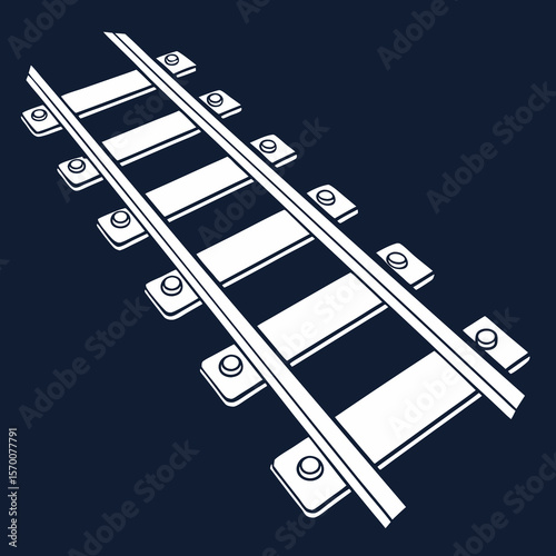 Railway rails icon in flat style
