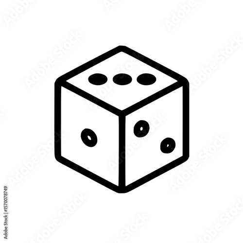Black outline die with dots displayed on a white background