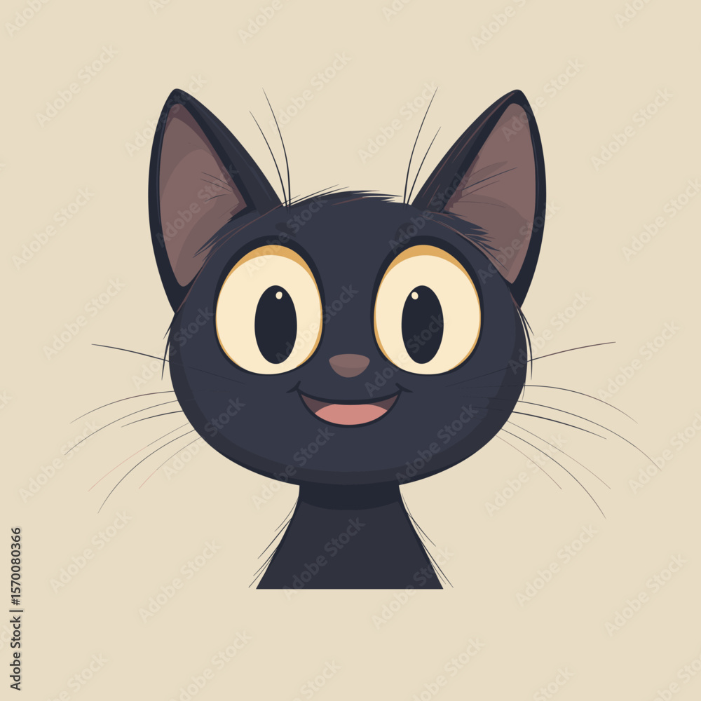Obraz premium Cute cartoon black cat illustration