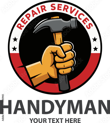 Handyman Service Emblem Blue