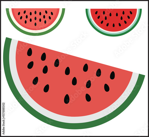 Watermelon Slices Vector Icons Set