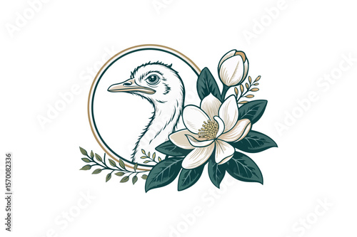 A ostrich logo design magnolia vector on white backgroun.01