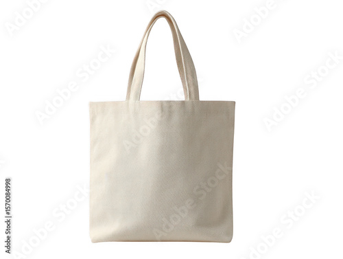 Plain canvas tote bag with handles isolated on transparent background