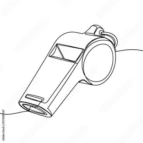 Line drawing of a sports whistle on a white background  
