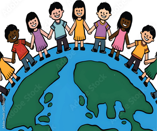 World Population Day hand-drawn population world background showing global unity
