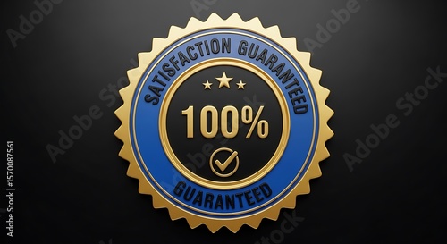 100 percent satisfaction guaranteed emblem on a black background