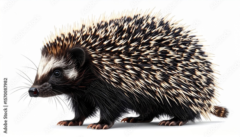 Obraz premium Pixelated Hedgehog Portrait on White Background