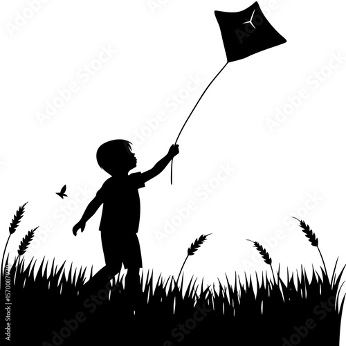 a child playing with kite