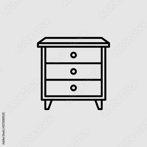 Minimalist line art chest of drawers with three drawers  