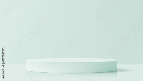 Empty circular stage platform. Product display podium. Minimalist 3D render background for exhibition and advertisement presentation.