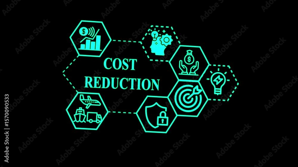Graphics Reductions Animation Cost reduction concept animation, corporate business efficiently save ...