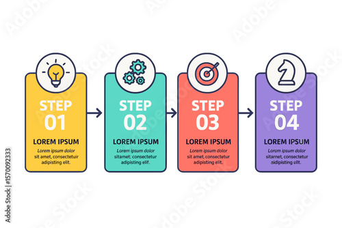 Template for infographic design, incorporating a creative concept that involves 4 steps