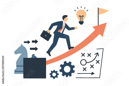 Business strategy and planning rely on the vector concept to conquer challenges and obstacles on the path to success