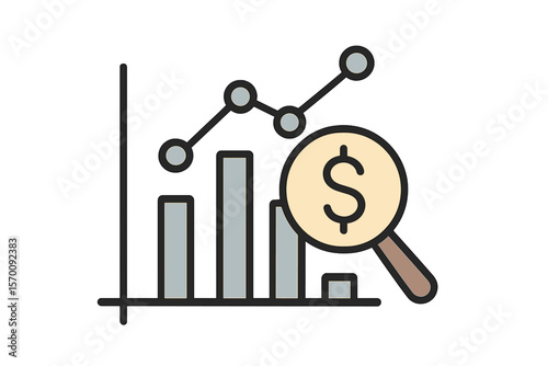 View financial analytics or metrics research line art vector icon for finance apps and websites’ becomes ‘Observe financial data analysis or research metrics line art vector icon for financial