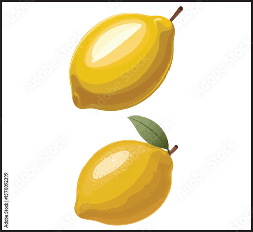 Fresh Lemon Icons Set - Vector Collection.