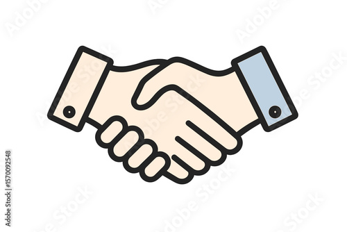 Line art icon of a business agreement handshake or a friendly handshake for use on apps and websites