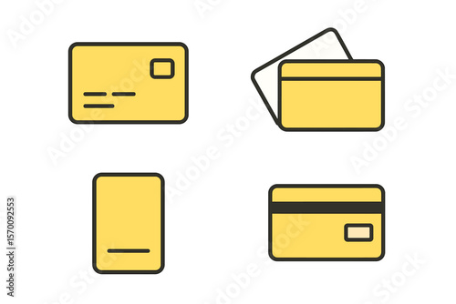 A basic collection of credit card line icons with editable strokes is available