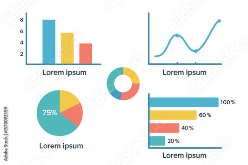 A contemporary infographic template featuring  diagrams, statistics bars, line graphs, and charts suitable for a finance report, accompanied by a diagram template, chart graph, UI and UX Kit