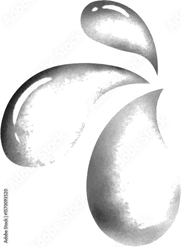 Abstract grayscale water droplet design high detailed halftone dither vector design