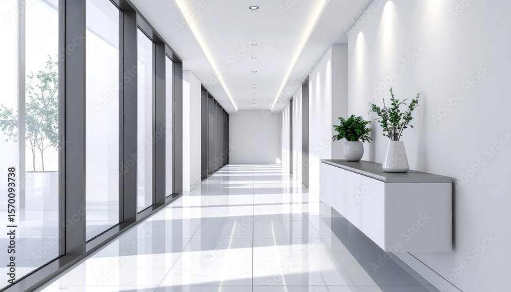 Fototapeta premium Bright Modern Hallway with Minimalist Design