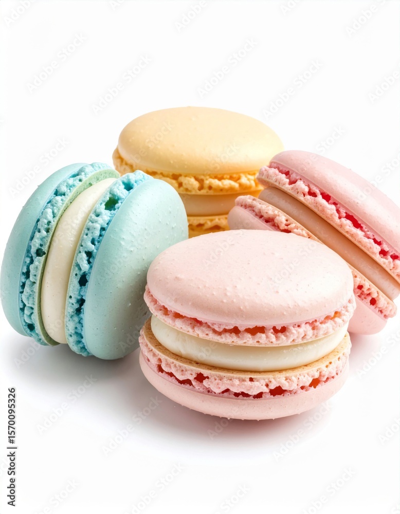 Obraz premium Pastel Macarons on White Background