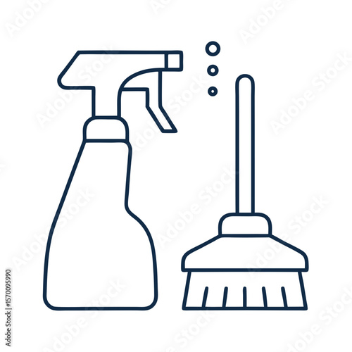 Cleaning supplies icon with spray and brush