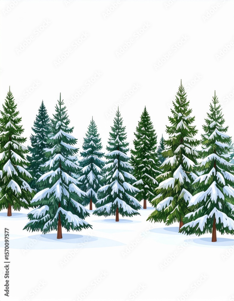 Obraz premium Snow Covered Pine Trees in Winter Forest