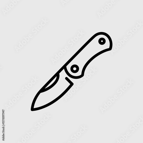 Minimalist line art folding knife on a neutral background  