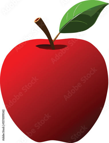A shiny red apple is isolated on white background