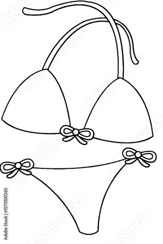 Outline of a bikini with bows on it too high detailed halftone dither vector design