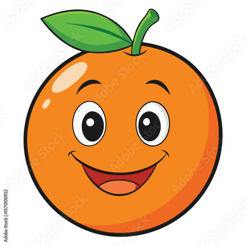 A happy orange cartoon character isolated on white background