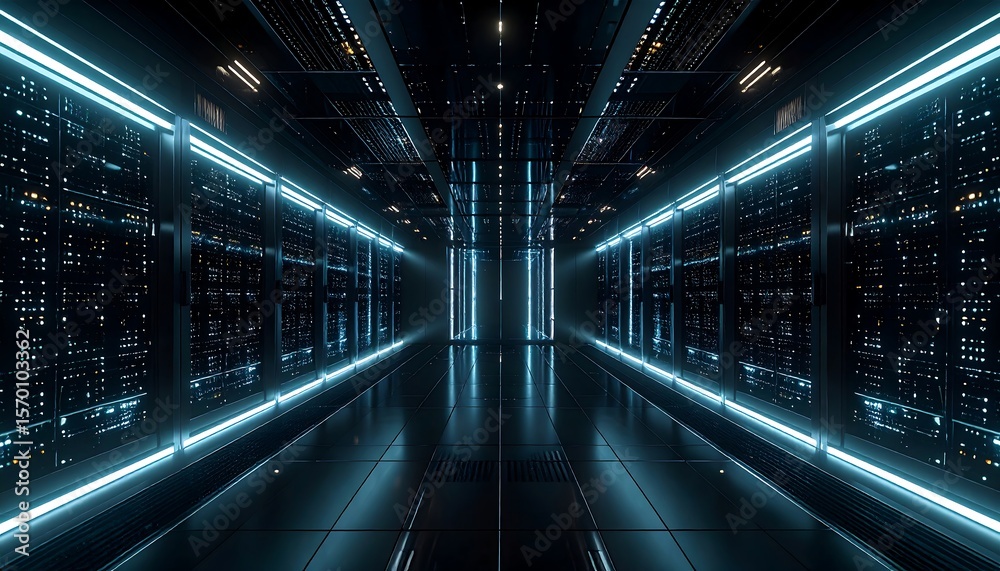 Fototapeta premium Futuristic server room interior