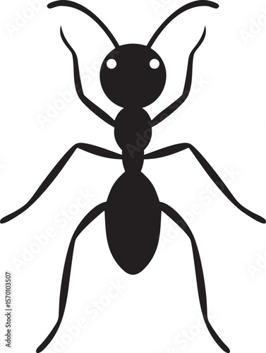 Ant vector silhouette art, ant vector icon, black ant face illustration